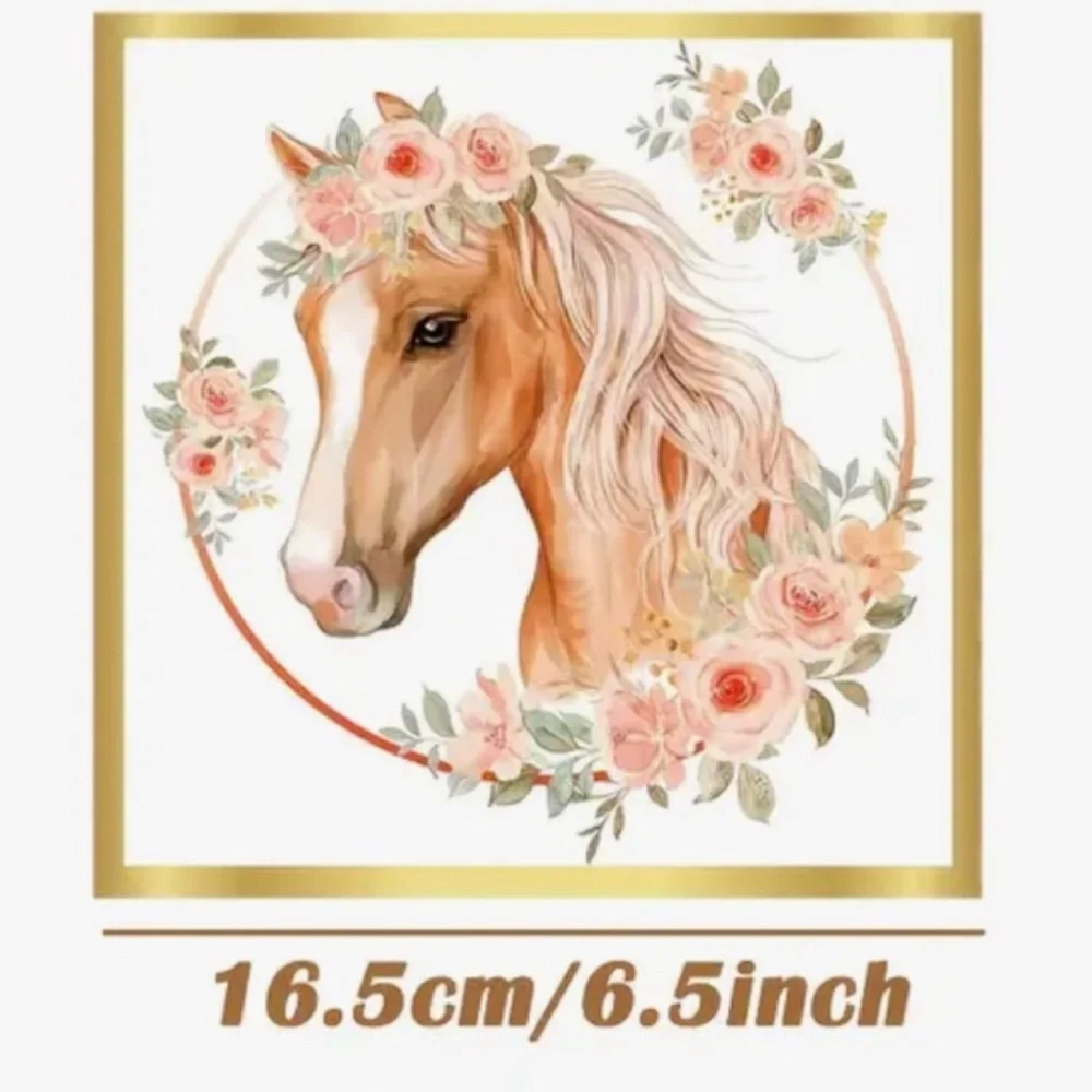 Floral Horse Luncheon Napkins in Gold and Pink, 10 ct